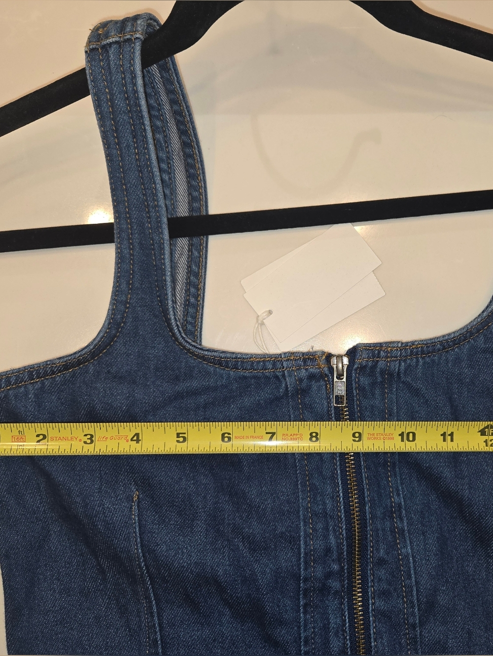 Denim Zip-Front Midi Dress - Dark Blue - Picture 7 of 8